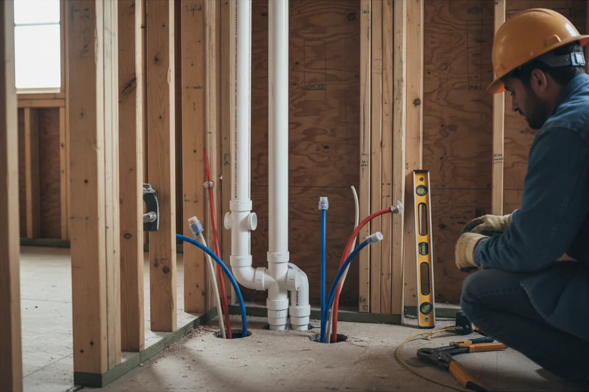 Drain and supply rough-in during Leak Detection in Toddville